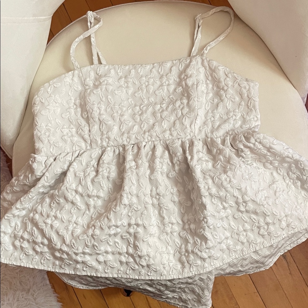 Floral textured babydoll top